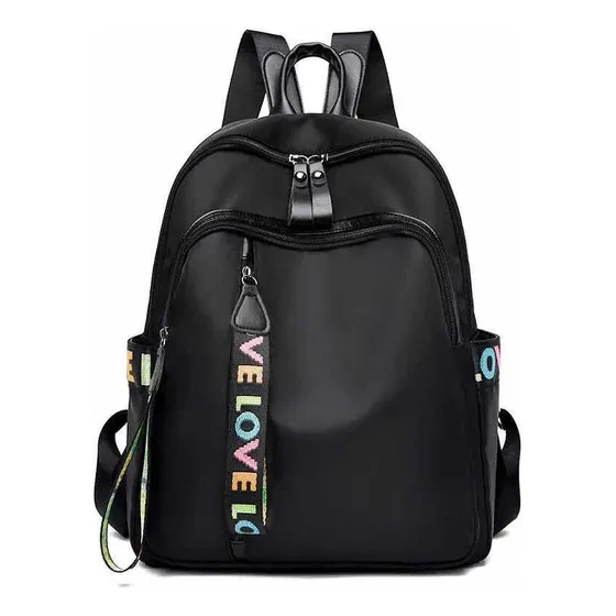 Mochila urbana Sijimima Cartera Mochila Love color negro diseño lisa 10L