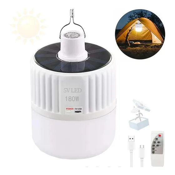 180w Foco Led Lampara Solar Emergencia Portátil  Con Remoto