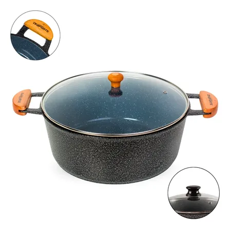 Panela 36 Cm Antiaderente Cerâmica 6.700 Ml Alumínio Fundido Preto