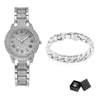 Reloj De Cuarzo+pulseras Hip Hop Con Diamantes Para Unisex Reloj De Cuarzo+pulseras Hip Hop Con Diamantes Para Unisex