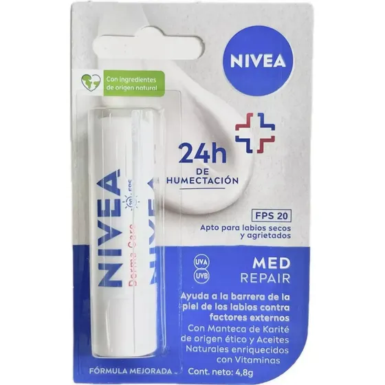 Protector Labial Humectante Nivea Derma Care Fps20 4.8g