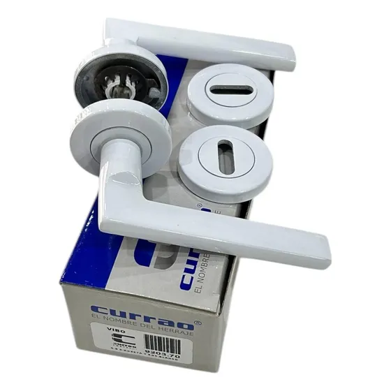 Manija Picaporte Doble Balancín Currao Vibo Blanca Completa