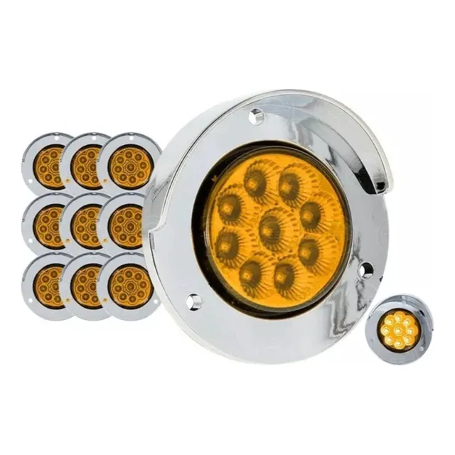 10 Piezas Plafon Redondo 2 Pulgadas 9 Led Luz Fija Y Estrobo