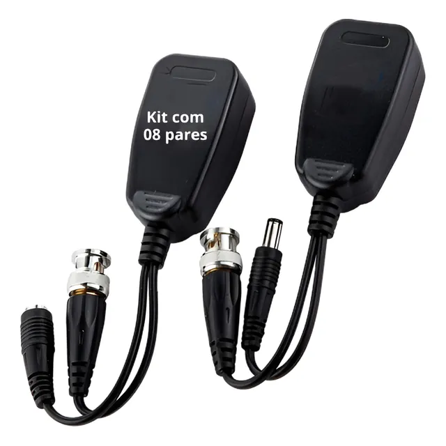 8 Pares Power Video Balun Conector Rj45 P/ Bnc Alimentação 