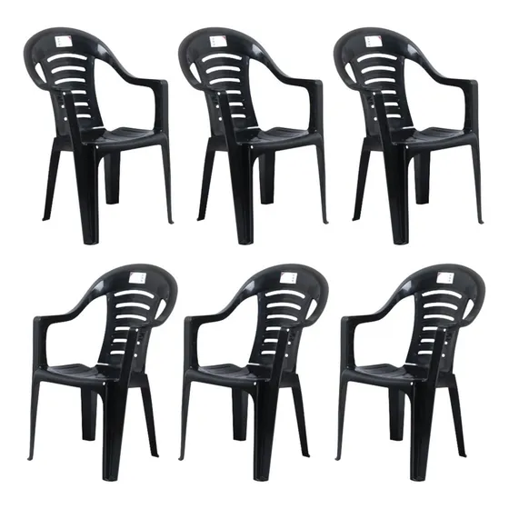 Sillas Plasticas Apilables Reforzada X 6 Unidades