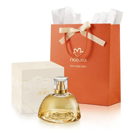 Presente Natura Eau De Parfum Aura Alba 74 Ml + Sacola De Presente Tamanho P Com Laço.