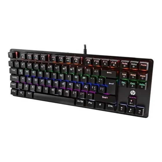 Teclado gamer HP GK200 QWERTY HP Blue español color negro con luz RGB