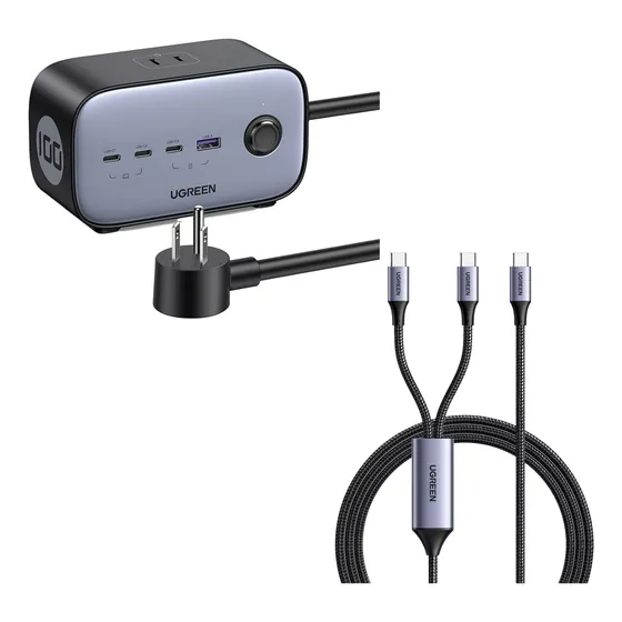 Multicontacto Usb Escritorio Ugreen 40896  + Cable Usb-c A Y
