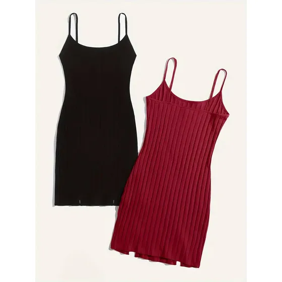 Vestido Casual Tela Acanalada Espandex Casual Dama Mujer Top