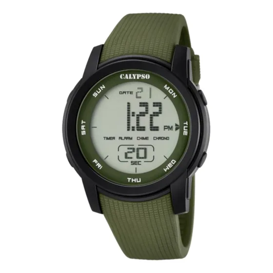 Reloj K5698/4 Calypso Hombre Color Run Correa Gris Bisel Gris Fondo Verde