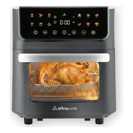 Freidora De Aire Digital 14 lts Ultracomb Fr-8622 1800W Negra con Espiedo 12 Programas Táctil