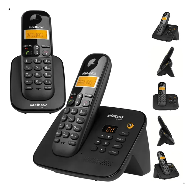 Kit Aparelho De Telefone Fixo De Mesa Sem Fio Bina Com Ramal