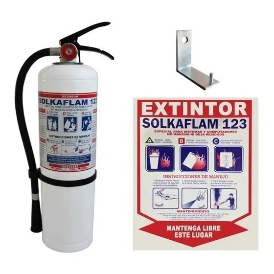  Extintor Solkafla 3700 Gr Incluye Señal, Soporte Y Manguera