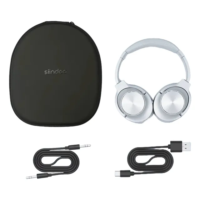 Auriculares Inalambricos Anc Bt5.3 Siindoo Plata Funda Hires