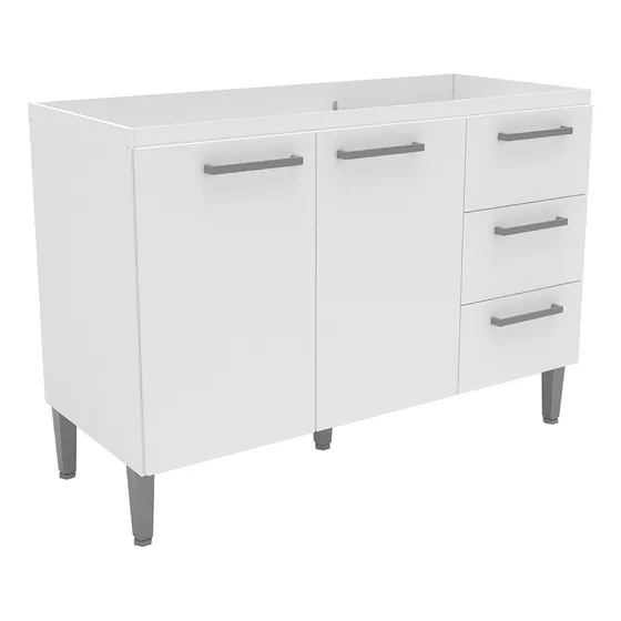 Bajo Mesada De Cocina Blanco 2 Puertas Y 3 Cajones 120x51x85