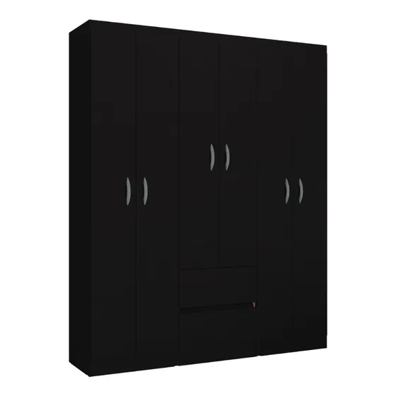 Closet O Armario Lisboa 6 Puertas Negro En Madera Mdp
