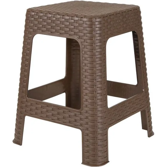 Banco Banqueta Silla Taburete Pvc Tipo Mimbre Marron Hogar