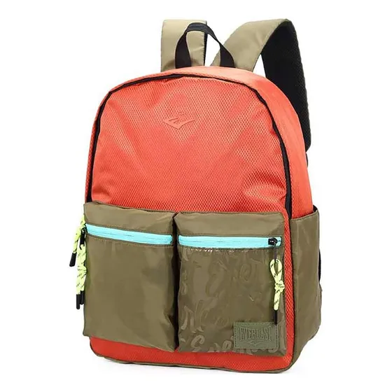 Mochila Letras Logo Everlast Nylon Bolsillos Delanteros Orig Color Ladrillo Diseño De La Tela Lisa