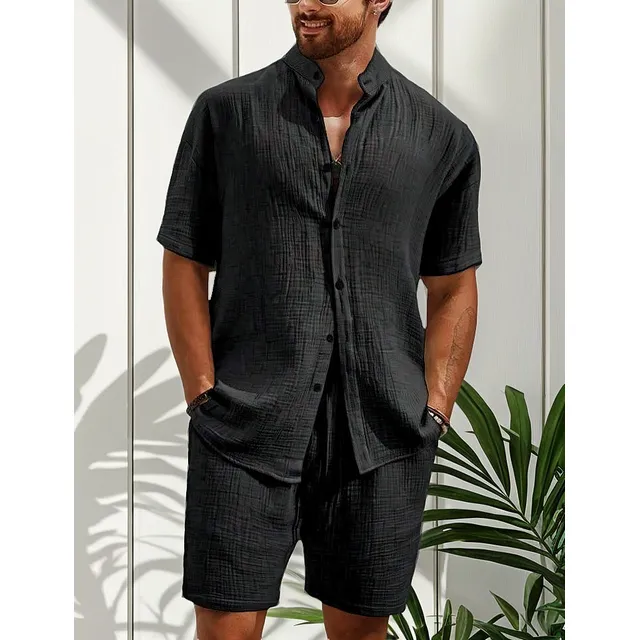 Conjunto Camisa Y Bermuda  Lino Hombre