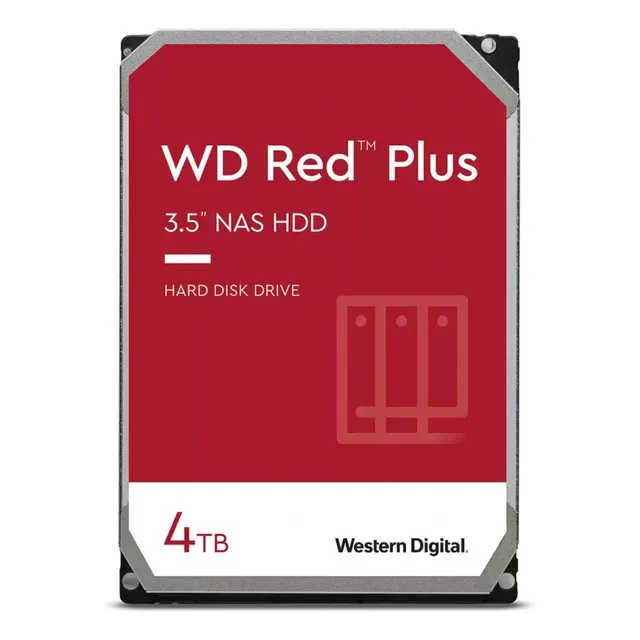 Hd Western Digital Wd Red Plus Nas 3.5 Sata 3 de 4 TB, 5400 rpm, color rojo