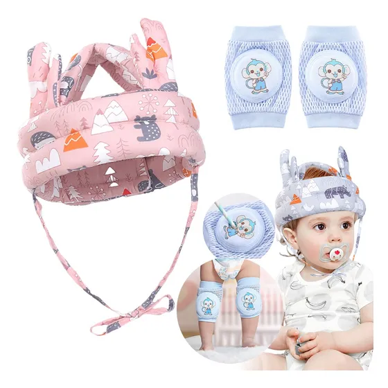 Casco Gorro Protector Anti Golpes Bebe Y Rodilleras