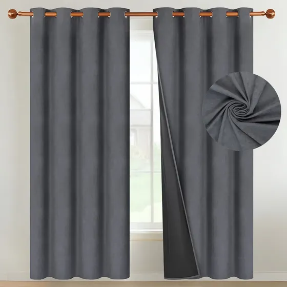 Cortina Blackout 100% 135x220cm Tipo Gamuza Casatua Set De 2 Gris Oscuro | Cuotas sin interés