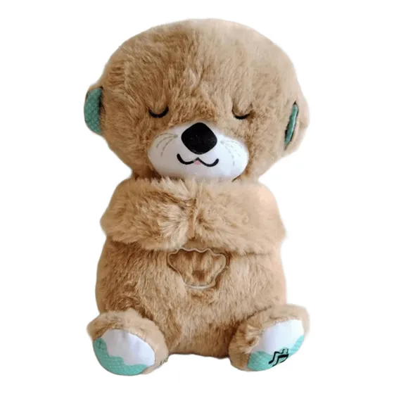 Peluche Realista Nutria Bebe Estimulacion Sensorial Sonido, Color Beige