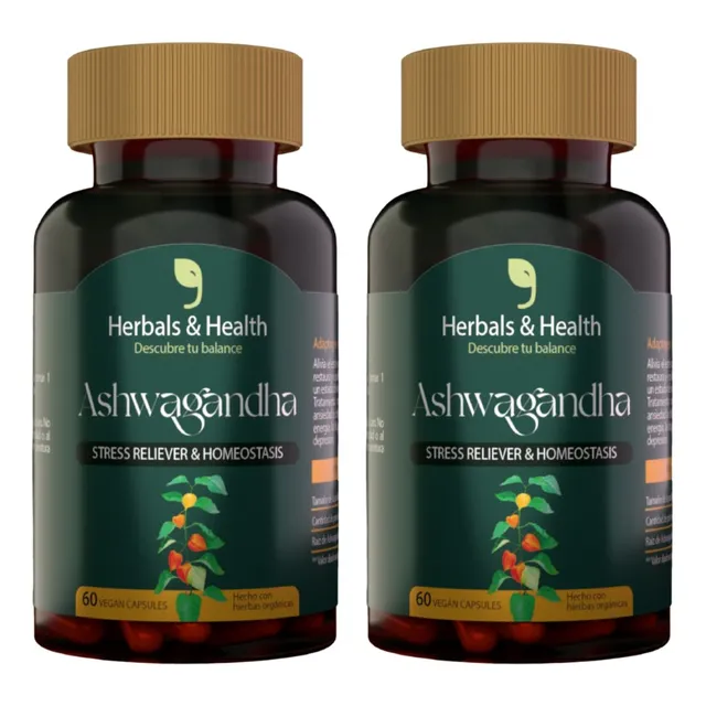 Ashwagandha Insomnio Estrés 500 Mg - 60 Capsulas  Pack 2 Ud