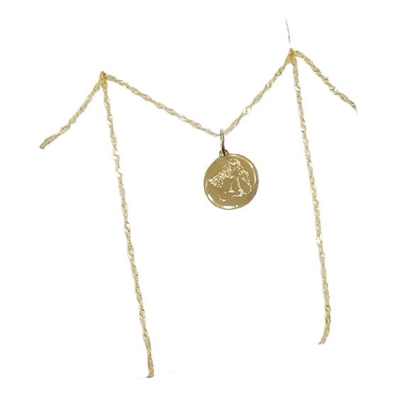 Conjunto Oro 18 K Cadena + Medalla Redonda Angel San Rafael