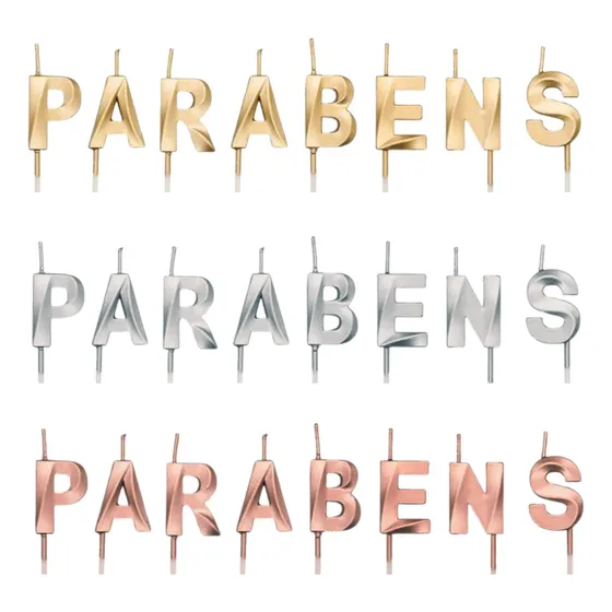 Vela De Aniversário Parabéns Topo De Bolo Lindas Cores 8 Pç.