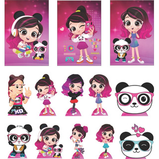 Kit Decoração Luluca 10 Display + Quadros Aniversário Totem Kit Decoração Luluca 10 Display + Quadros Aniversário Totem