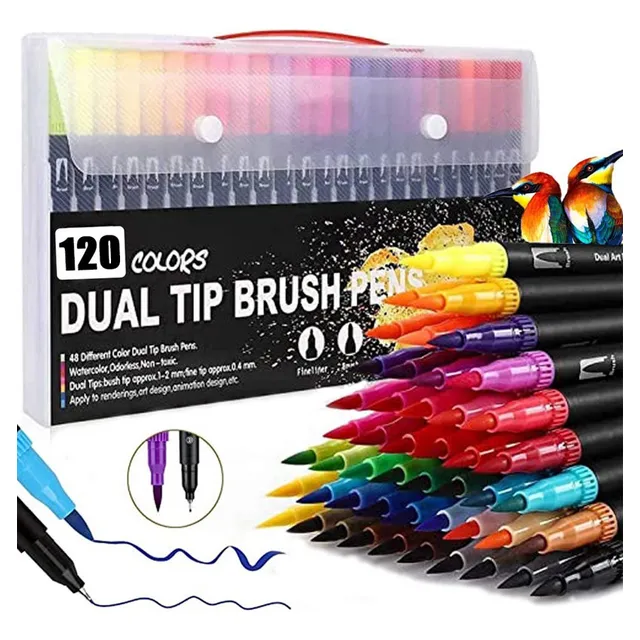 Marcadores Plumones Punta De Pincel Dual Brush 120 Colores