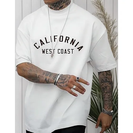 Camiseta Masculina Casual West Coast 100% Algodão Verão