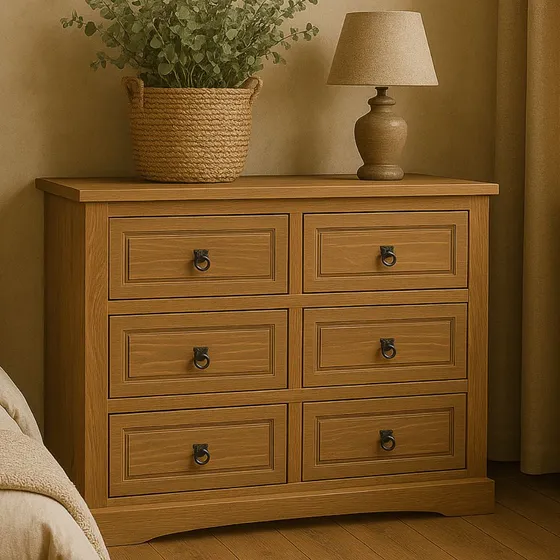 Comoda 6 Cajones Dormitorio Linea Naturale Madera - Lcm