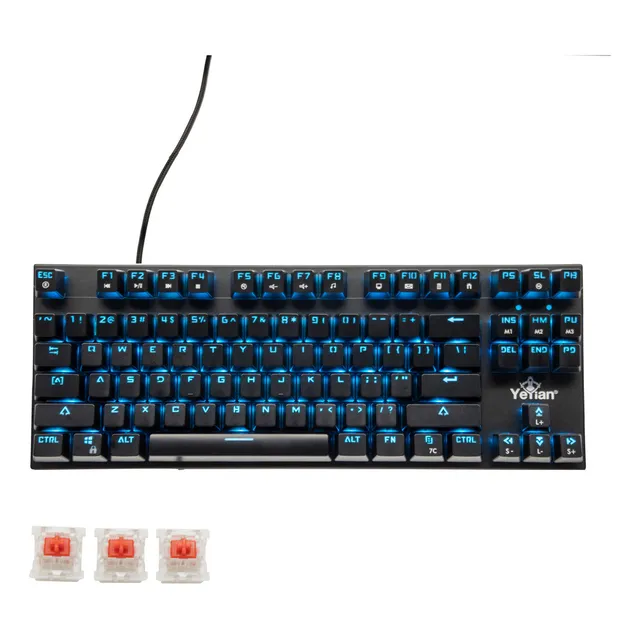 Teclado Mecanico Yeyian Español Swtich Red 87 Teclas Anti Ghosting Con 13 Efectos Iluminación Rgb Ergonómico Resistente Al Polvo y Derrames N Key Rollover Para Pc Mac Ps4 Otemu Red Yat1806
