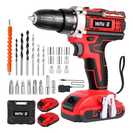 Kit De Taladros Rotomartillos Inalámbricos 2 Baterías Rojo 50 Hz/60 Hz