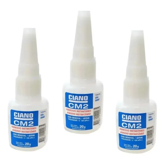 Adhesivo Cianoacrilato Ciano Cm2 20 Gr Instantaneo X 3 Un.