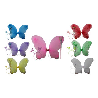 12 Sets De Disfraz Mariposa Con Alas Varita Y Diadema Colores 12 Sets De Disfraz Mariposa Con Alas Varita Y Diadema Colores
