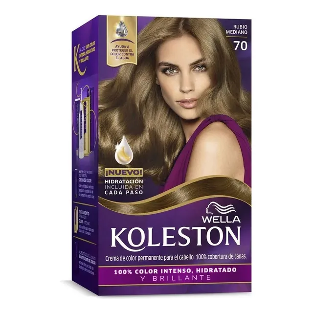 Kit Tintura Color Permanente Crema Koleston Tono 70 Rubio Rubio Mediano