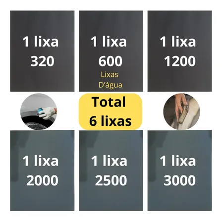 Lixa 320 600 1200 2000 2500 3000 Kit 1 D Cada Polimento Grão 3203000