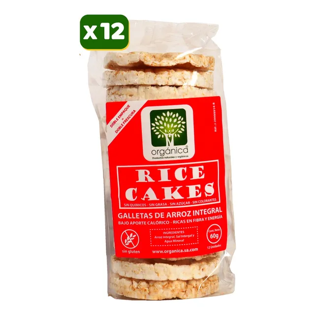 Galletas Arroz Integral,con Sal , Sin Gluten, Bulto 12 Paqts