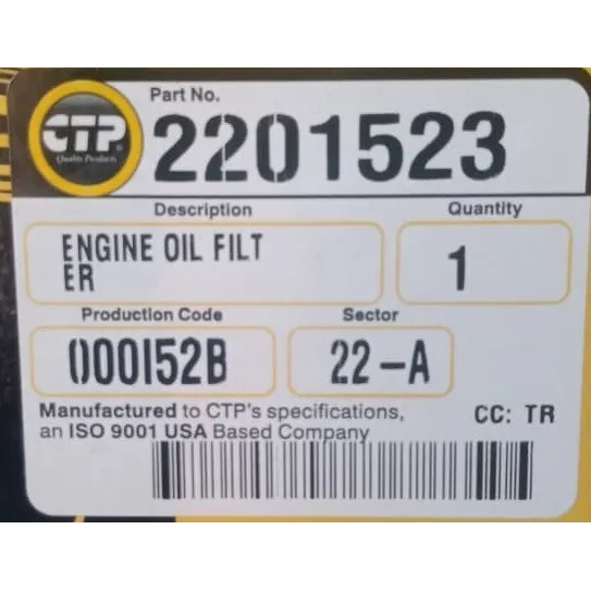 Filtro De Aceite De Motor 2201523 Ctp Maodelo 3024c, C2.2