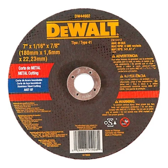 Disco Abrasivo Corte Inox 7  X 1/16  (1.6 Mm)  - Dewalt