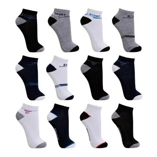 Kit 12 Pares Meia Premium Cano Curto Tamanho Especial 38ao44 Variadas 38-44