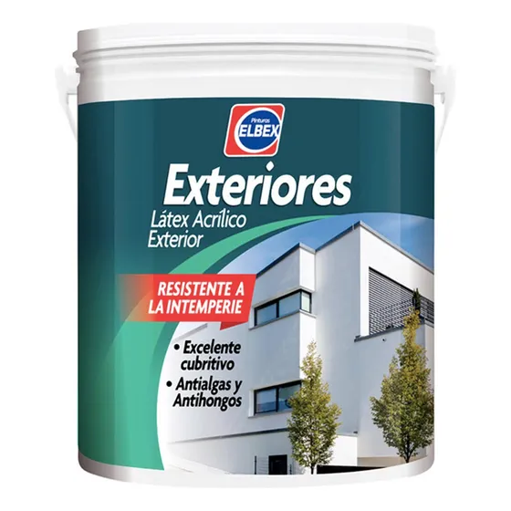Pintura Látex Exterior Elbex X 4 Lts Exteriores Color Blanco