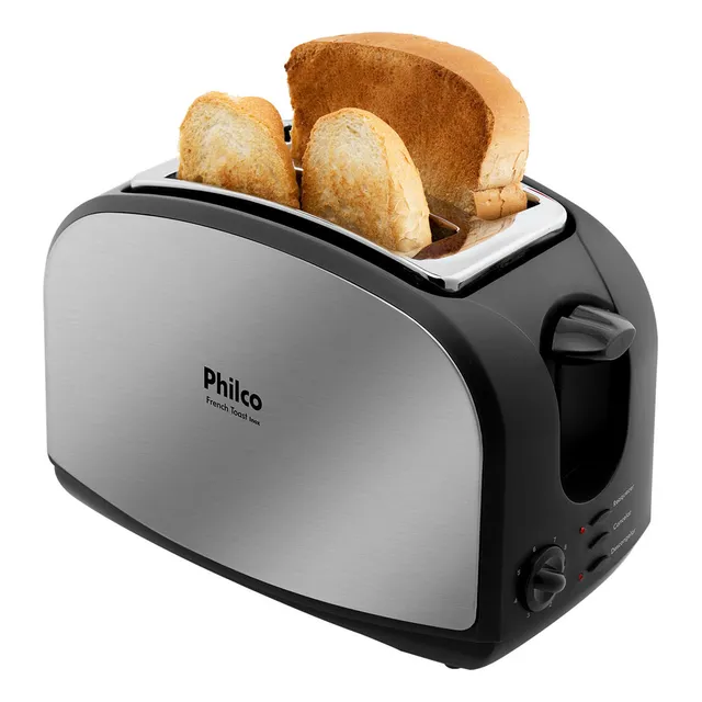 Torradeira Philco French Toast Inox 900w Cor Preto/Aço escovado 127V