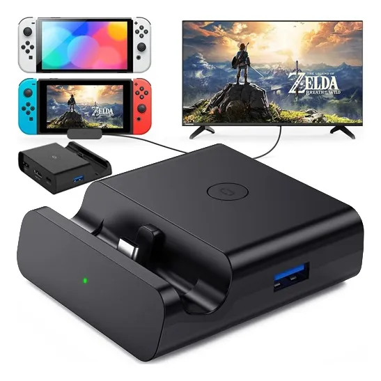 Base Stand Cargador + Hdmi + Hub Usb Para Nintendo Switch