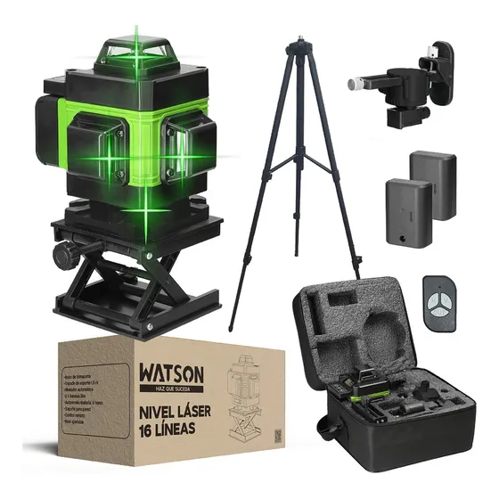 Nivel Láser 16 Líneas Watson Auto + 2 Baterías + Trípode