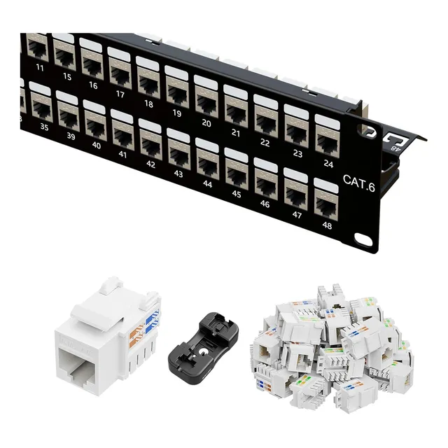 Panel De Conexión Blindado Rj45 Cat6 48 Puertos 2u