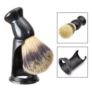 Pincel De Barba Pelo De Texugo Natural Barbear Com Suporte Pincel De Barba Pelo De Texugo Natural Barbear Com Suporte